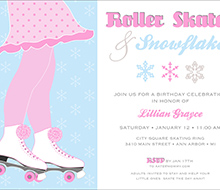 Roller Skates and Snowflakes Birthday Party Printable Invitation